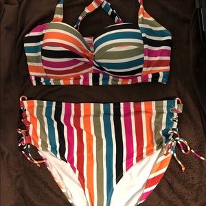 4X Plus Size Colorful Striped Bikini by Terra&Sky